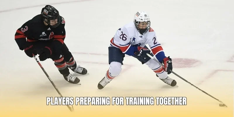Players preparing for training together